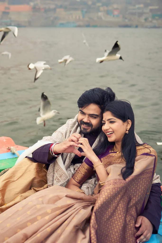 Romantic pre-wedding film shot at Ganga ghats Varanasi captured by The WeddingShoot